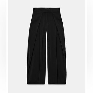 Zara Black Pleated Wide Leg Pants High Waisted Tailored Trousers Size S